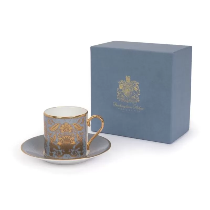 Acanthus Grey Coffee Cup And Saucer*Royal Collection Shop Sale