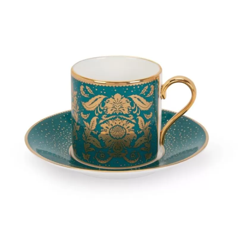 Acanthus Teal Coffee Cup And Saucer*Royal Collection Shop Outlet