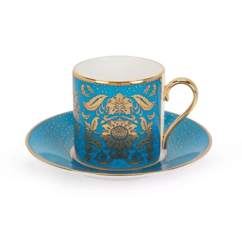 Acanthus Turquoise Coffee Cup And Saucer*Royal Collection Shop Clearance