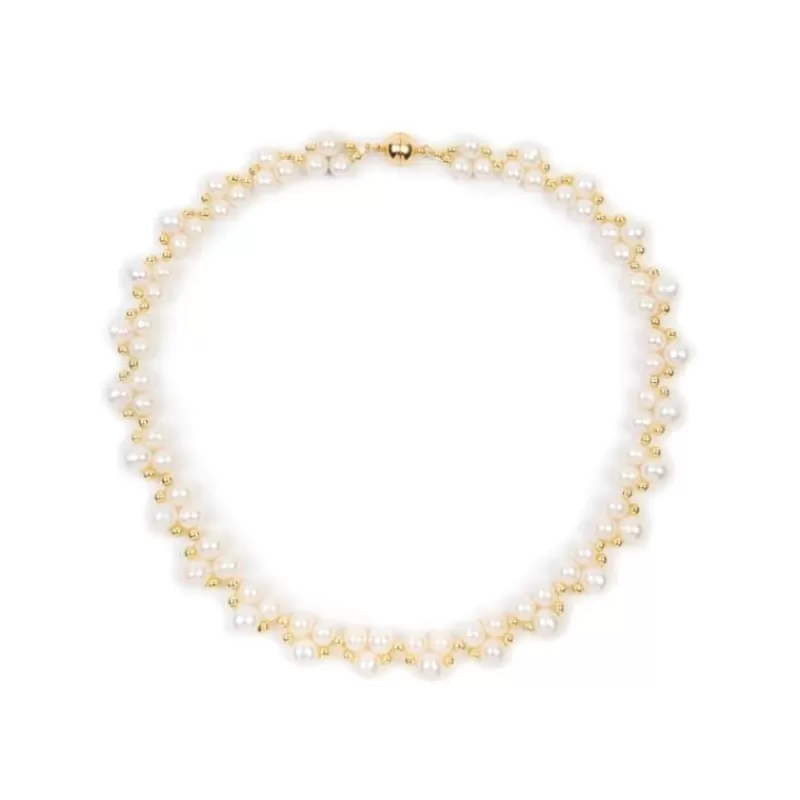 Gold Hematite And White Pearl Collar*Royal Collection Shop Discount