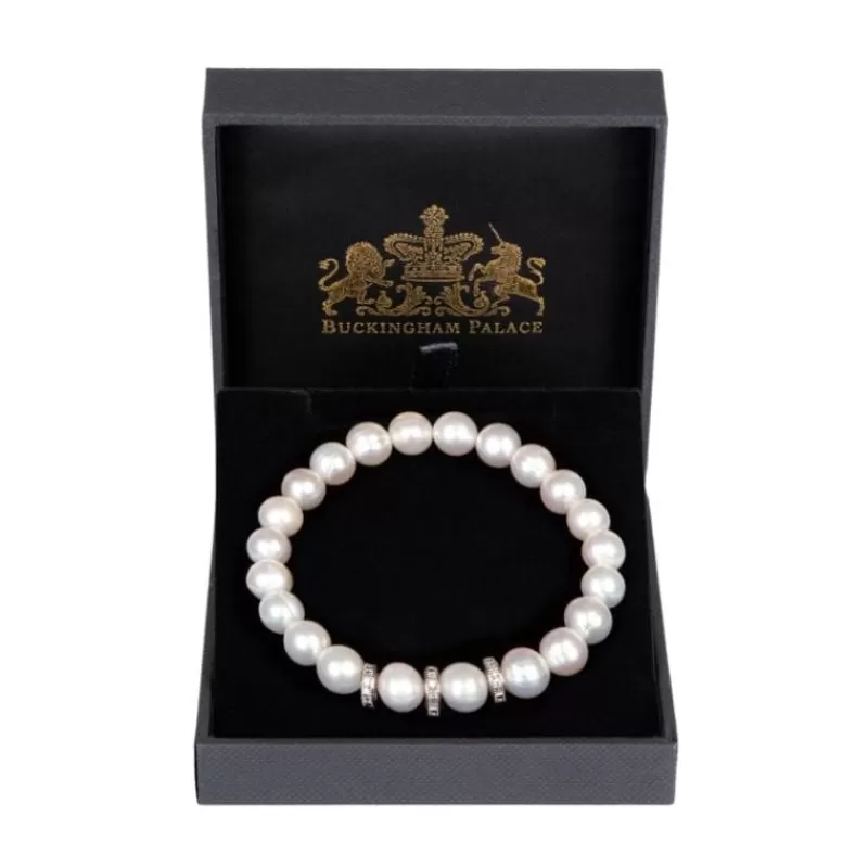 Pearl And Crystal Disc Bracelet*Royal Collection Shop New