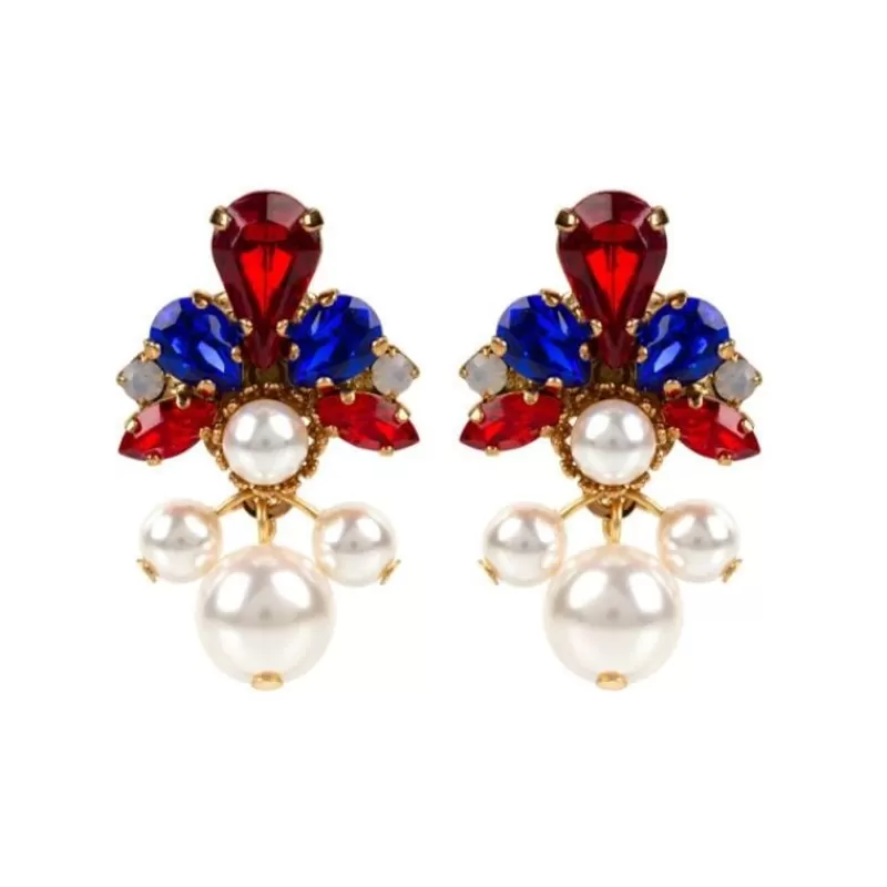 Vicki Sarge Red, White And Blue Pearl Drop Earrings*Royal Collection Shop Best